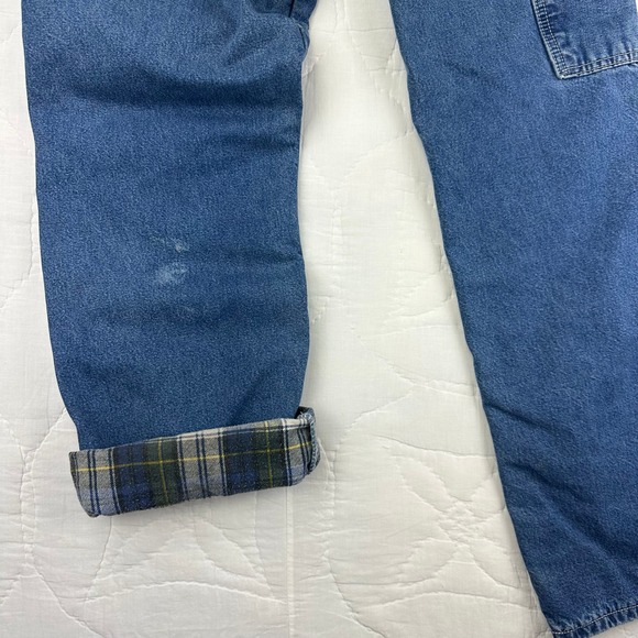 Dickies Mens Flannel Lined Carpenter Jeans Blue Denim Genuine Work Pants 32x30 - Picture 4 of 16